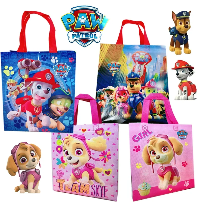 Anime Paw Patrol New Tote Bag Cartoon Gift Bag Chase Skye Cute Non-woven Children's Birthday Party Bag