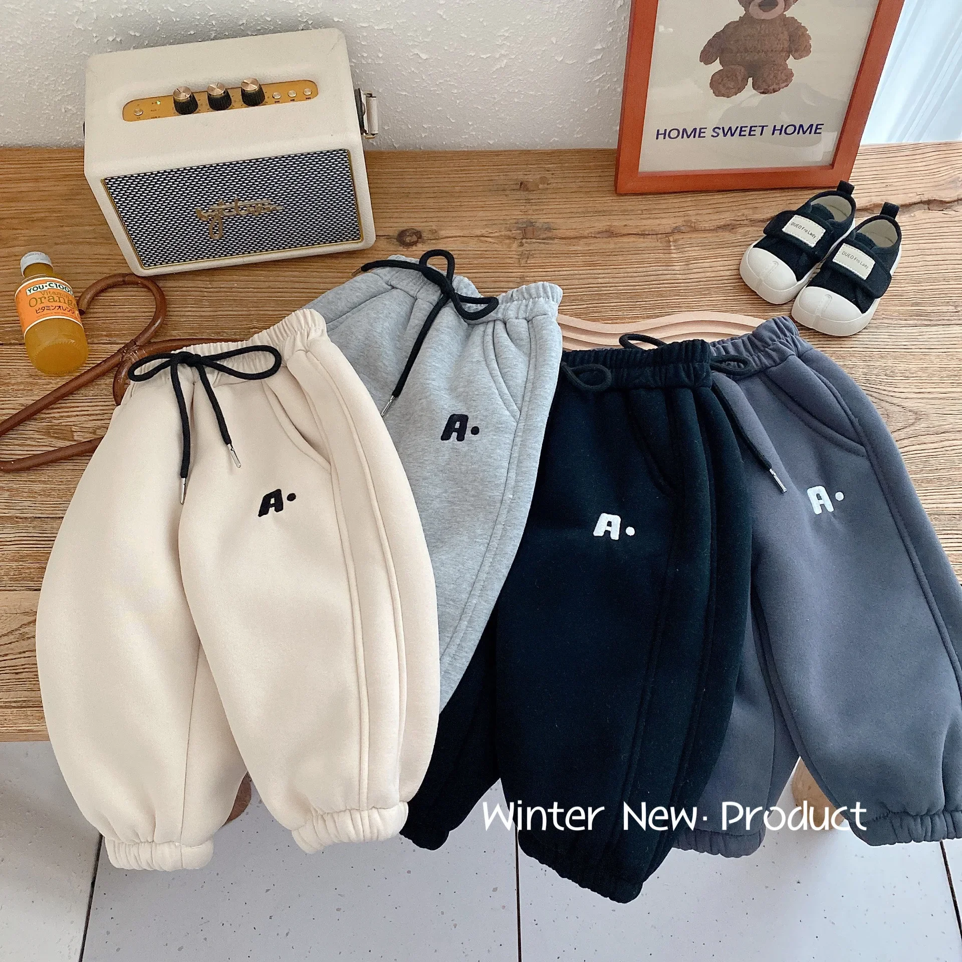 

Thickened Warm Casual Pants for Boys, 0-5 Years, Winter Children's Fleece-lined Sports Pants, Baby Boys' Winter Trousers