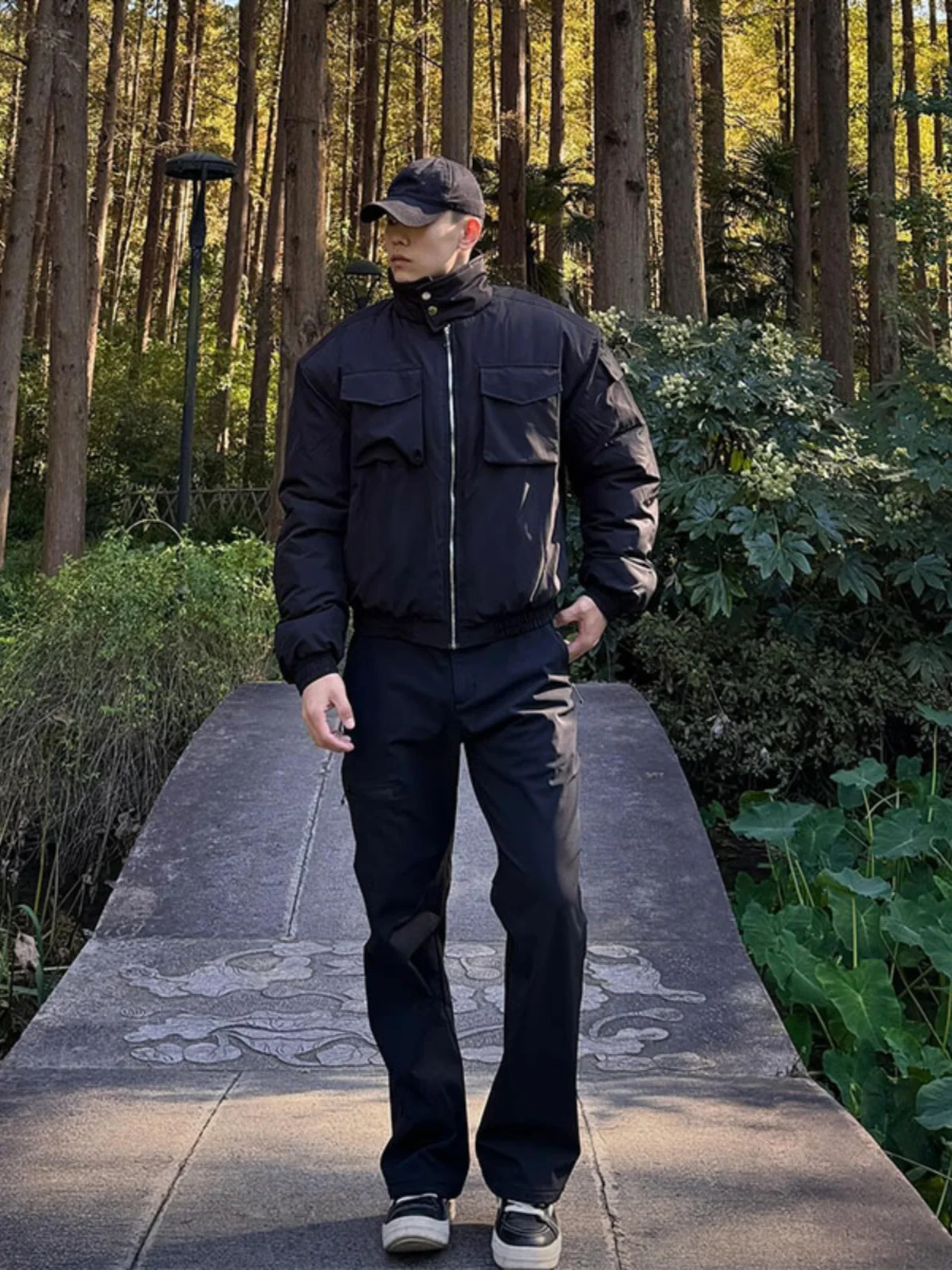 

Мужская зимняя куртка-бомбер в американском стиле, утепленная, из плотного хлопка, с воротником-стойкой, молодежная, повседневная, теплая, с длинными рукавами