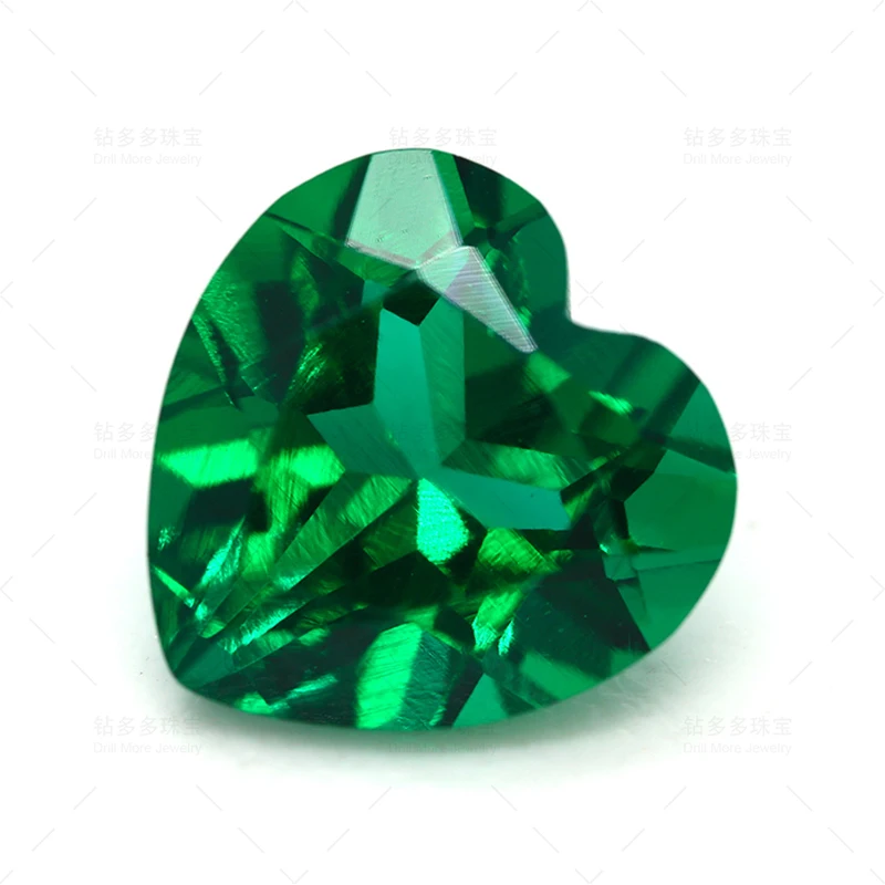 Top Lab-grown Gemstones Zambia Emerald Heart Cut Raw Materials For DIY Pendant Rings Can Be Customized Jewelry