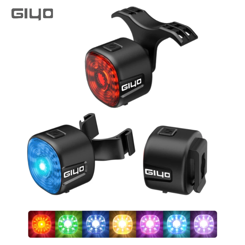 GIYO 7 Colors Cycling Rear Light MTB Road Bike Smart Brake Sensing IP66 Waterproof LED USB Charge Taillight Bicycle Flash Lamp