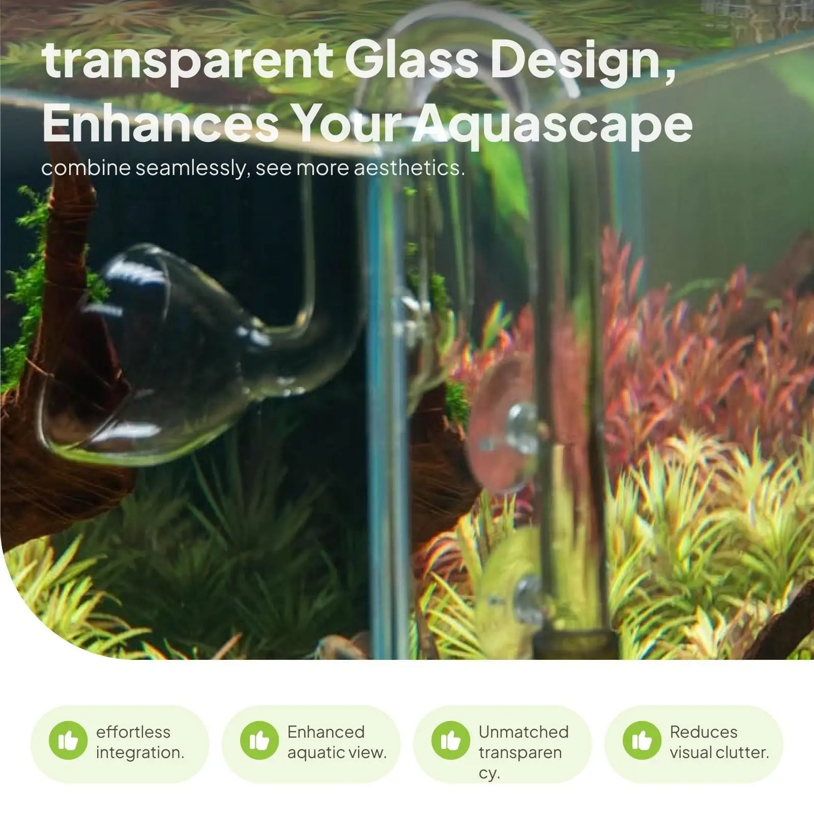 Glass Aquarium Filter Inlet and Outlet Lily Pipes System with Suction Cups for Planted Tank Water Flow