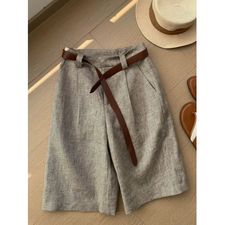 

plus Size Women's Wide Leg Pants Summer New Straight Cut Thin Casual Trousers Five-Point Pants Suit Pants Comfortable Fashion
