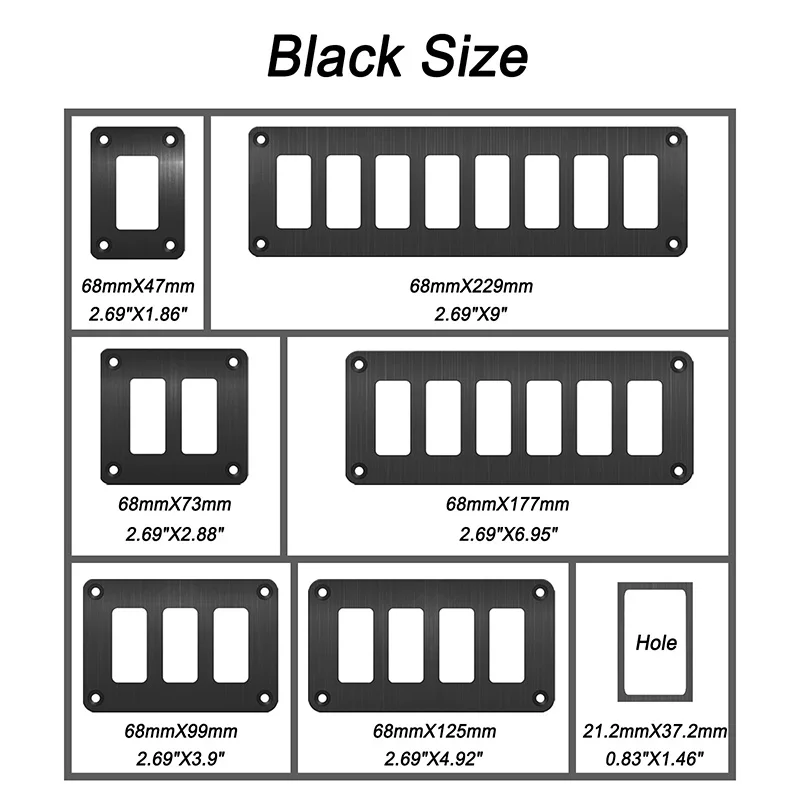 1/2/3/4/6/8 Way Black and Silver Rocker Switch Aluminum Alloy Housing Holder Panel for Toggle Switch Mounting Install Polaris