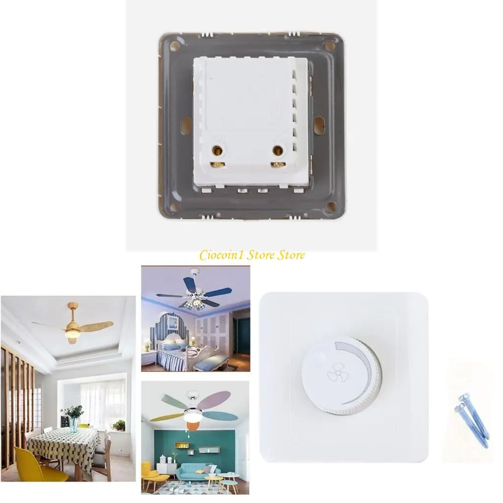 

A3PC Concealed Mount Ceiling Fan Speed Controller 86 Type Stepless Adjustment Fan Speed Adjuster for Offices Club Hotel Home