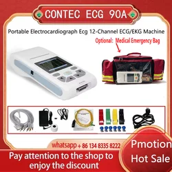 CONTEC Ecg90a Portable Electrocardiograph ECG 12-Channel ECG/EKG Machine Electrocardiograph Touch Screen ECG 90A