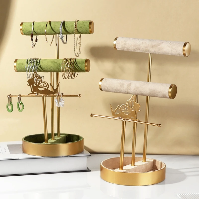 3 Layer Jewelry Display Rack Counter Earrings Storage Display Stand Desktop Bracelet Organizer Holder Metal Necklaces Stands