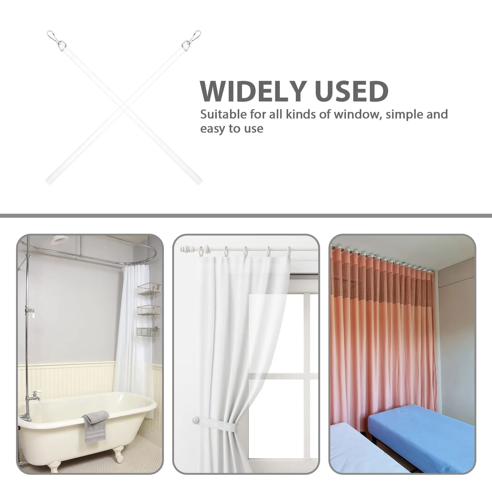 2Pcs Curtain Pull Rods Acrylic Clear 30Cm Drapery Pull Rod Window Blind Tilt Wands Replacement Rods Manual Operating Hook