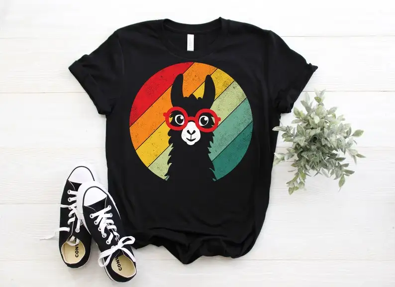 

Llama Vintage Retro Alpaca Costume T-Shirt Llamas Animal Lover Gift Cute Llama Birthday Party Tee shirts for women y2k top