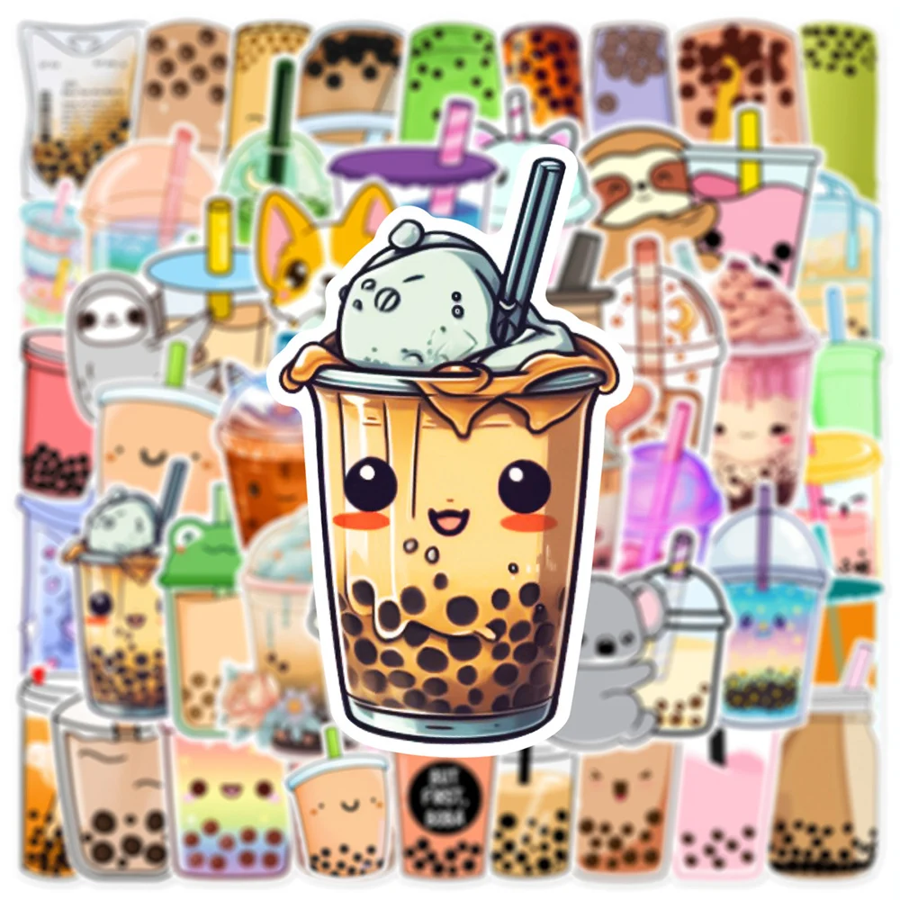 10/30/50pcs Pearl Milk Tea Cartoon Stickers Kawaii Animal Decal DIY Laptop Phone Cases Notebook Waterproof Cute Graffiti Sticker view 5