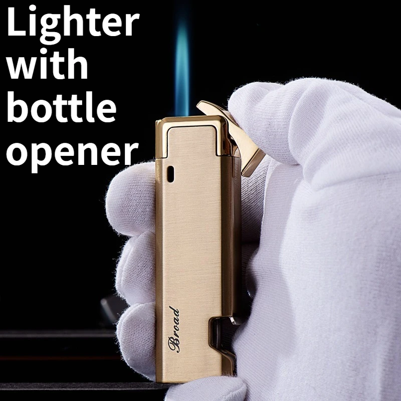 Inflatable Windproof Straight Forward Lighter Multifunctional Beer Bottle Opener Long Strip Lighter Cigarette Accessorie