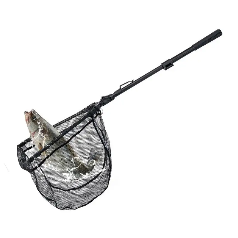 

Рыболовные сети для рыбалки на открытом воздухе, портативная складная рыболовная сеть для морской воды, телескопическая ручка, треугольный дизайн с широким отверстием для