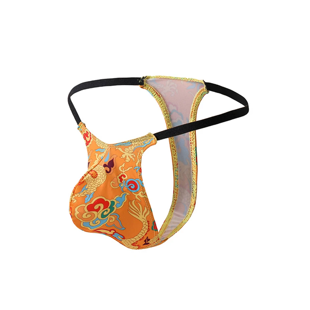 

1pc Male T-Panties Lingerie Mens Fashion Printed Thongs Bulge Pouch Sexy Low Waist Underwear G-Strings Briefs