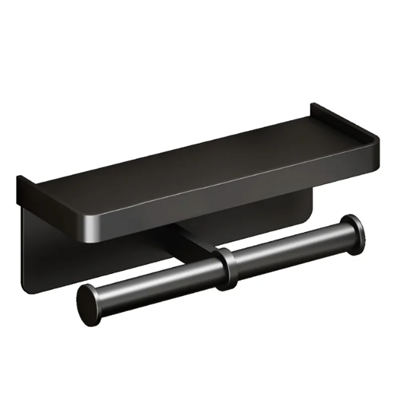 ABRE-soporte de papel higiénico de aleación de aluminio montado en la pared, soporte de papel higiénico, accesorios de baño, color negro