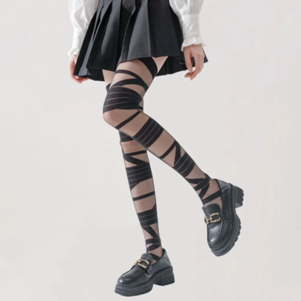 JK Japanese Style Knee High Socks Ultra-thin Transparent Thigh High Stockings Y2k Lolita Girl Bandage Women Long Sock Stockings