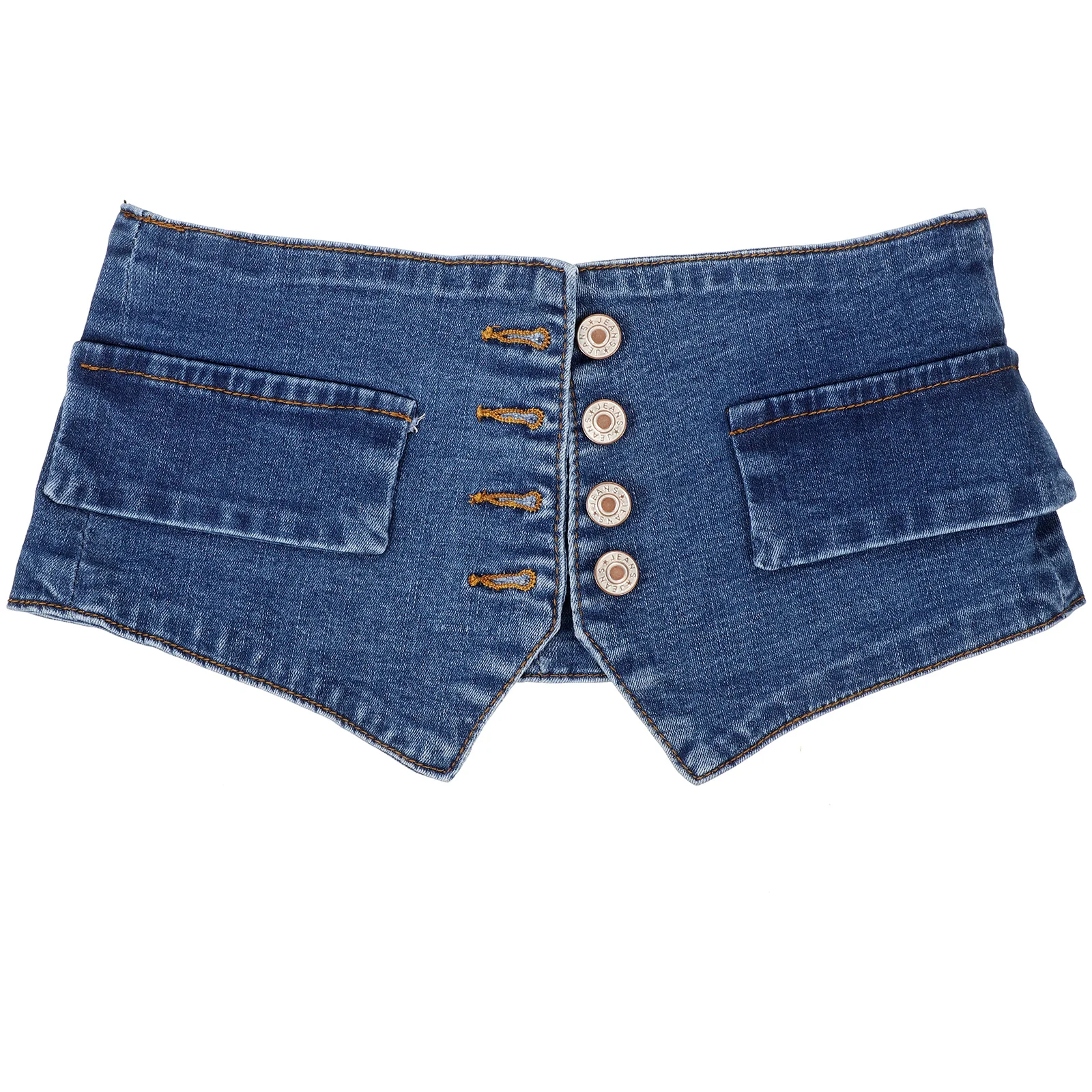 Women Denim Wide Waist Belt High Waist Corset Cinch Button Elegant Slim Figure Outline Dress Accessory Versatile Party Holiday
