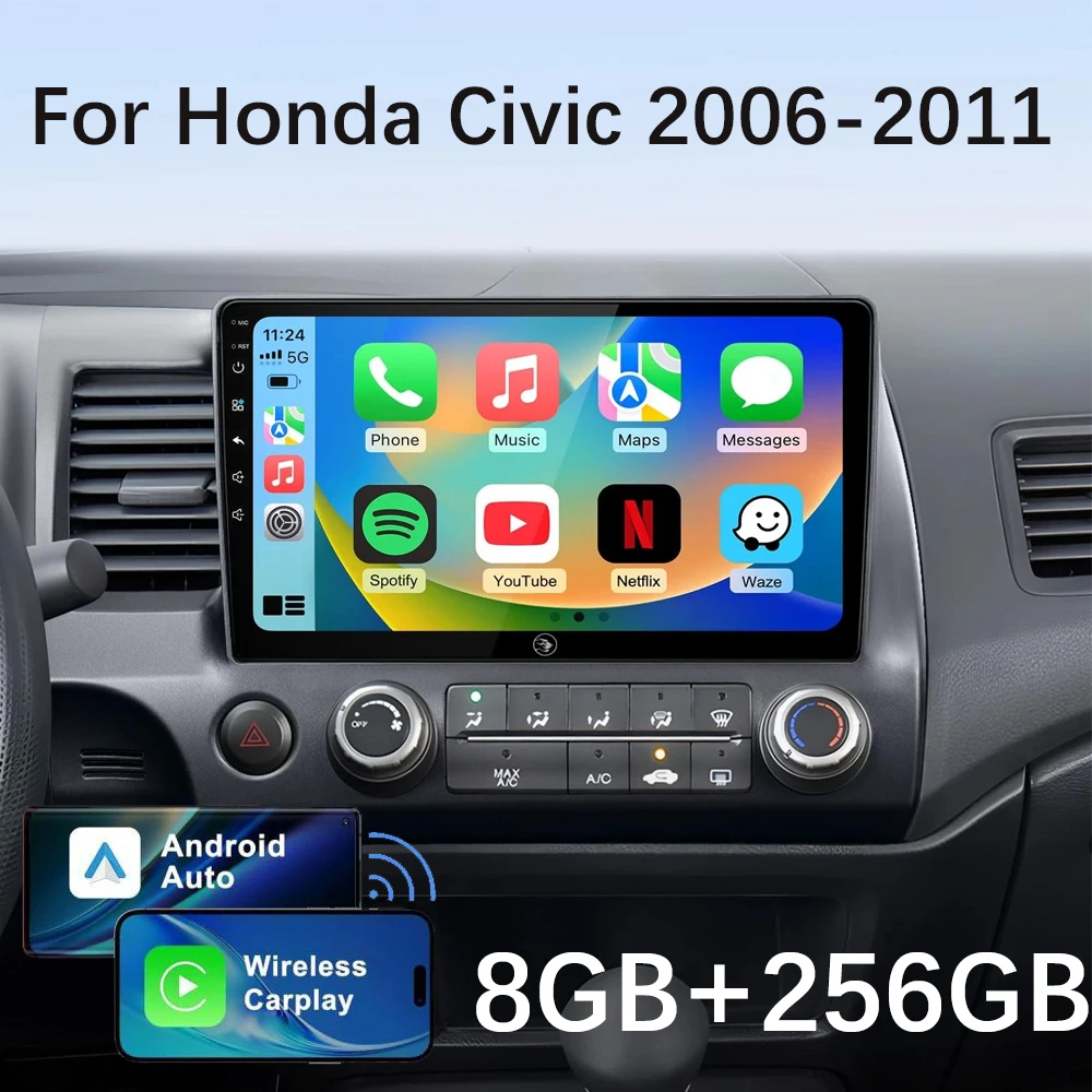 

Android 15 Car Radio Multimedia for Honda Civic 8 2005-2012 GPS Navigation 2Din DVD Stereo Carplay Auto Speakers Head Unit