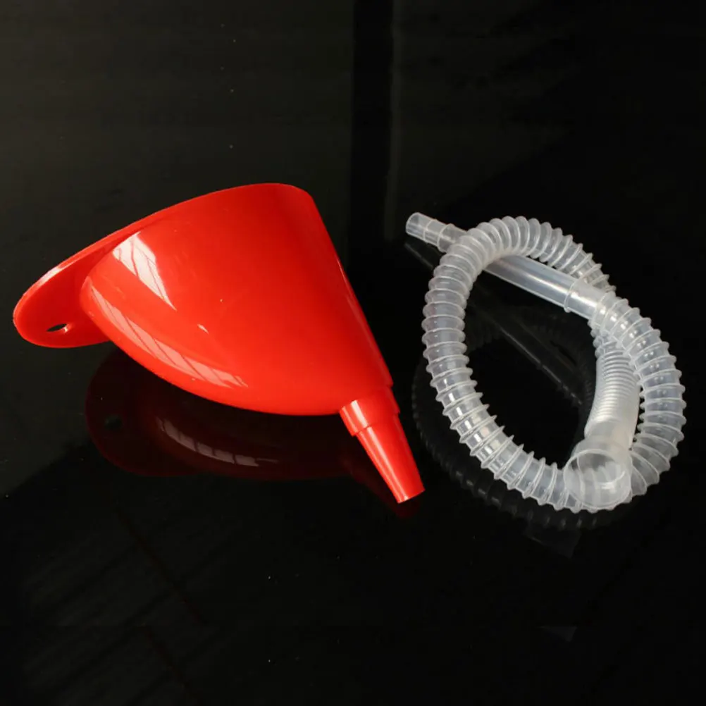 

3 set Fuel Funnel Set for Automotive Oil Extended Angled Spout Transparent Hose Durable Plastic Large Long Hose for Car