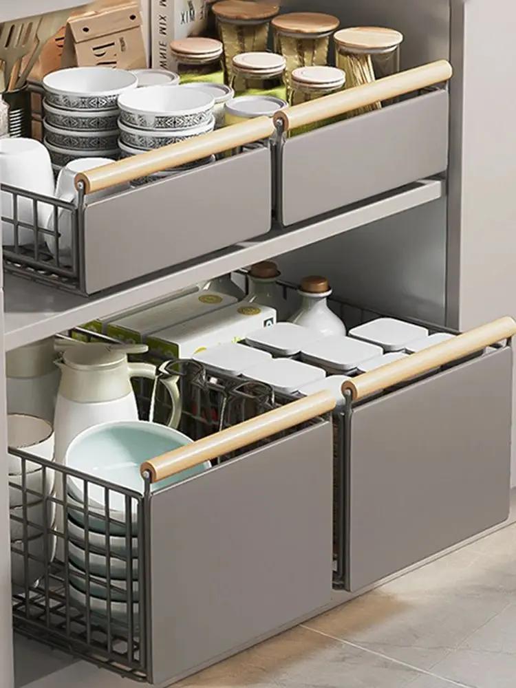 Nieuwe keukenopbergrek met schuifrails, uittrekbare keukenlade type kruidenrek, keukenorganizer schap kasten - afbeelding 2