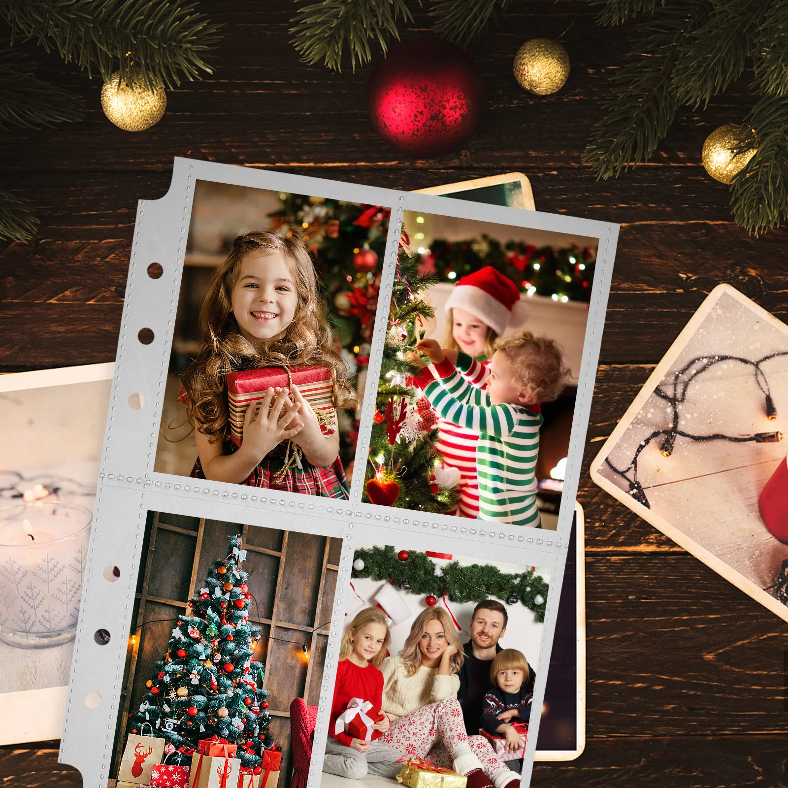 

50Pcs Photo Pockets Clear Photo Sleeves 6-Ring Binder Album Refill Pages Protective Covers Album Accessories