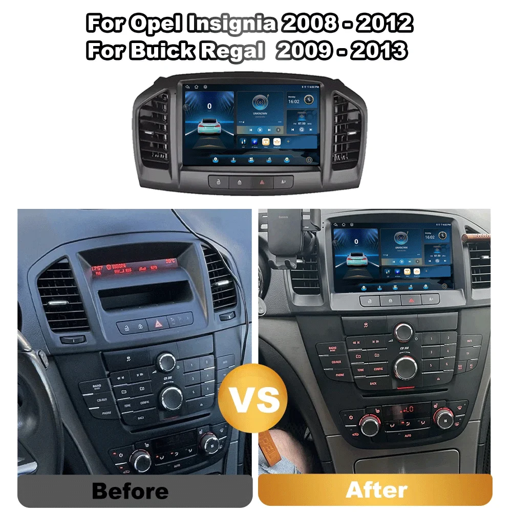 Android 16 For Opel Insignia 2008 - 2012 For Buick Regal 2009 - 2013 Car Radio Multimedia Player Navigation GPS Carplay 8Core