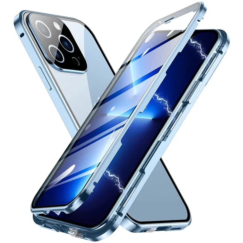 Double Sided Magnetic Adsorption Metal Bumper Glass Case for IPhone 11 13 14 15 Pro Max 12 XS XR X Plus IPhone11 Magnet Cover