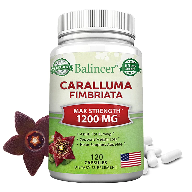 Cápsulas de Caralluma Fimbriata - Control de Peso, Supresor del Apetito, Acelerador del Metabolismo, Apoyo para la Energía y Resistencia, 30/60/120 Cápsulas