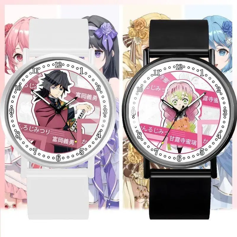 

Demon Slayer Anime Cartoon New Watch Pointer Giyu Tomioka Peripheral Goods Quartz Watch Waterproof Student Fashion Birthday Gift
