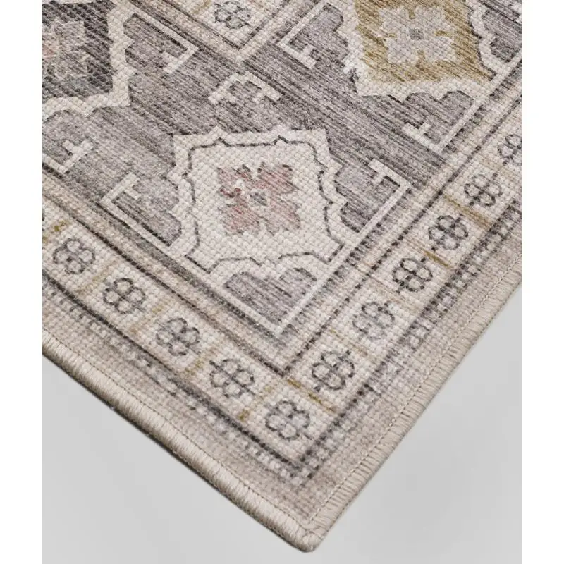 سجادة منطقة قابلة للغسل من مزيج القطن الطبيعي باللون الأحمر الخدود والذهبي والأسود والفحم والبيج #2