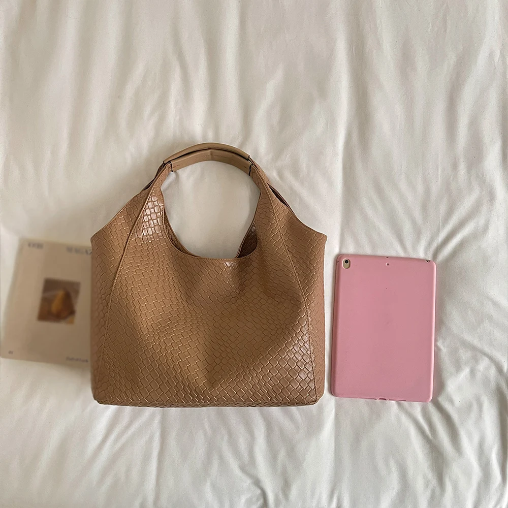 Hobo-Schultertasche, gewebte Textur, großes Fassungsvermögen, mit Magnetverschluss, elegant für den täglichen Arbeitsweg und zum Einkaufen in der Stadt – Detail 5
