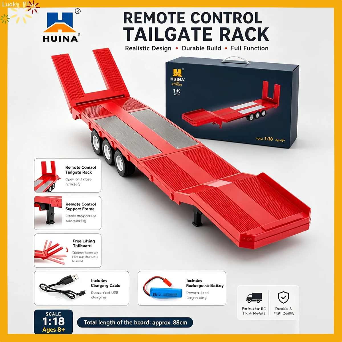Rc Hobby Trucks - Remorque RC Huina 1502 1/18, semi-remorque