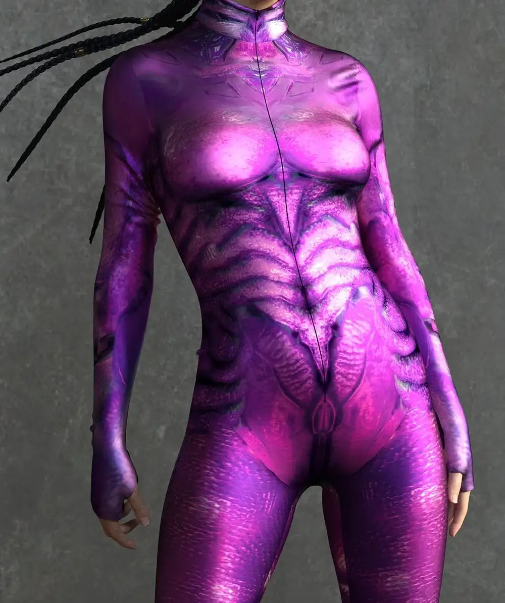Horror-Monster Damen Cosplay Punk-Rüstungs-Jumpsuit Kostüm Elastischer Festtags-Party-Auftritts-Bodysuit Overall Zentai – Detail 20