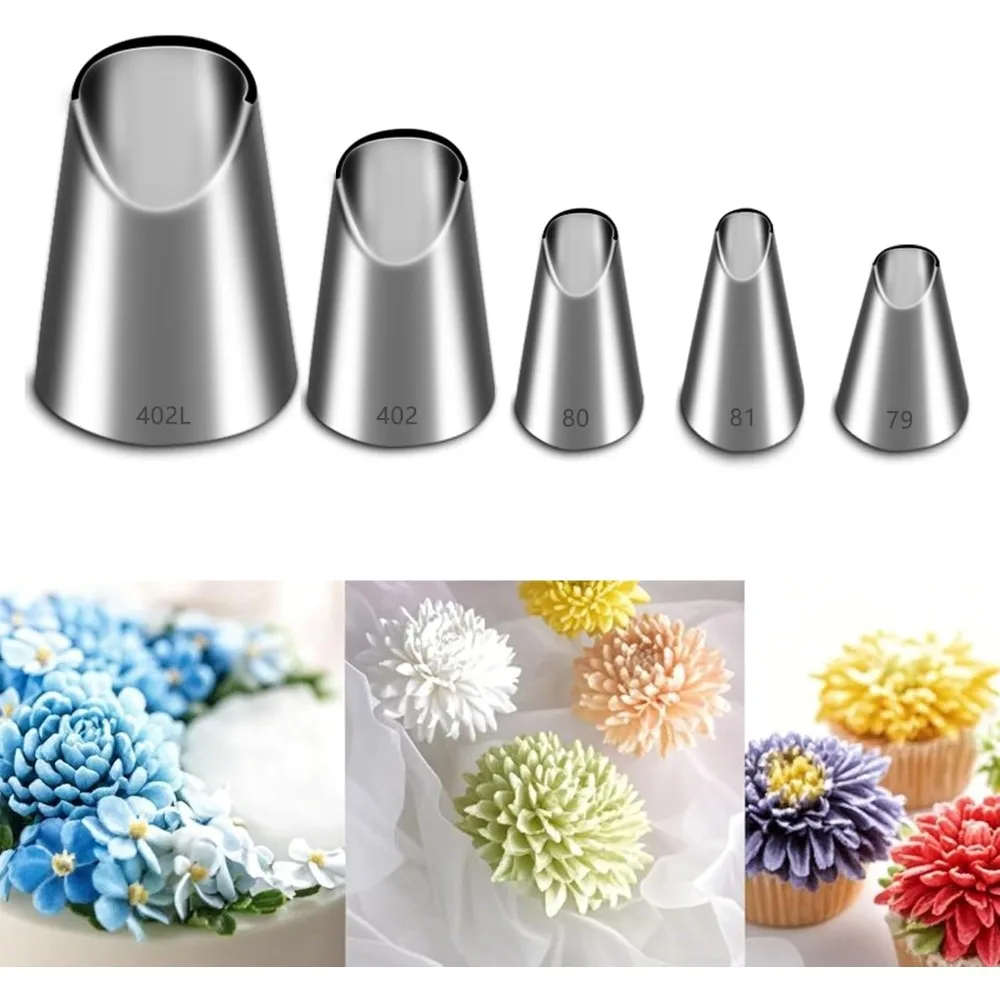 

5 Pieces Rose Flower Piping Tips Set,Stainless Steel Cake Decorating Tips, Frosting Icing Tips for Cupcakes, Cake, Cookie