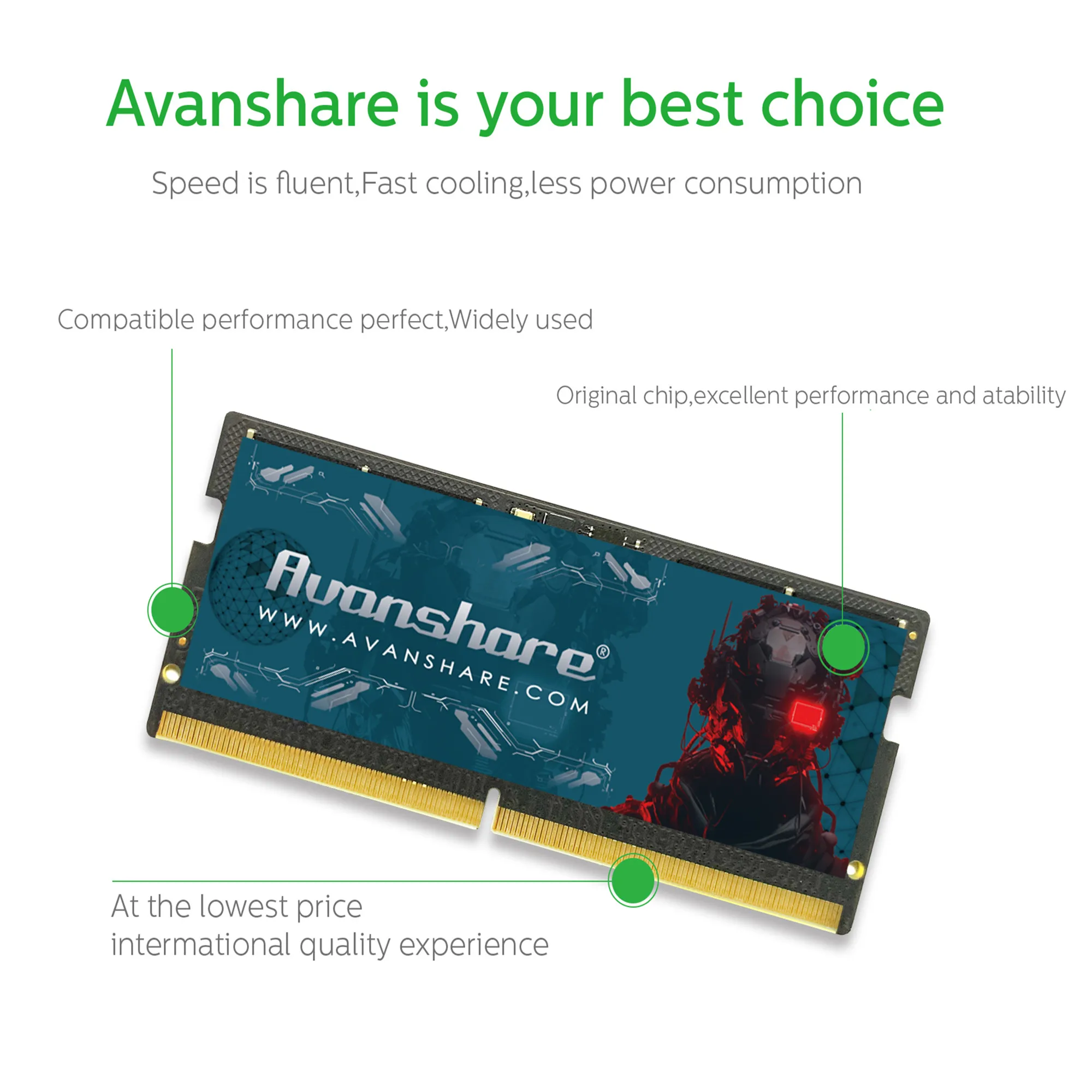 ذاكرة الوصول العشوائي للكمبيوتر المحمول Avanshare DDR5 8GB 16GB 32GB 5600MHz تدعم اللوحات الأم Intel AMD DDR5
