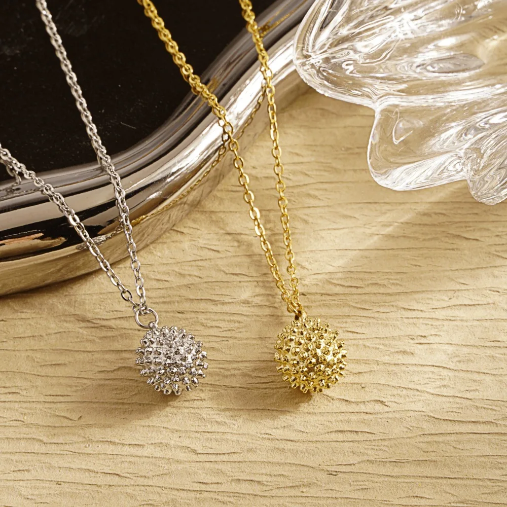 Stainless Steel Delicate Gold Plated Women Durian Fruit Pendant Necklace Jewelry Gift For Him