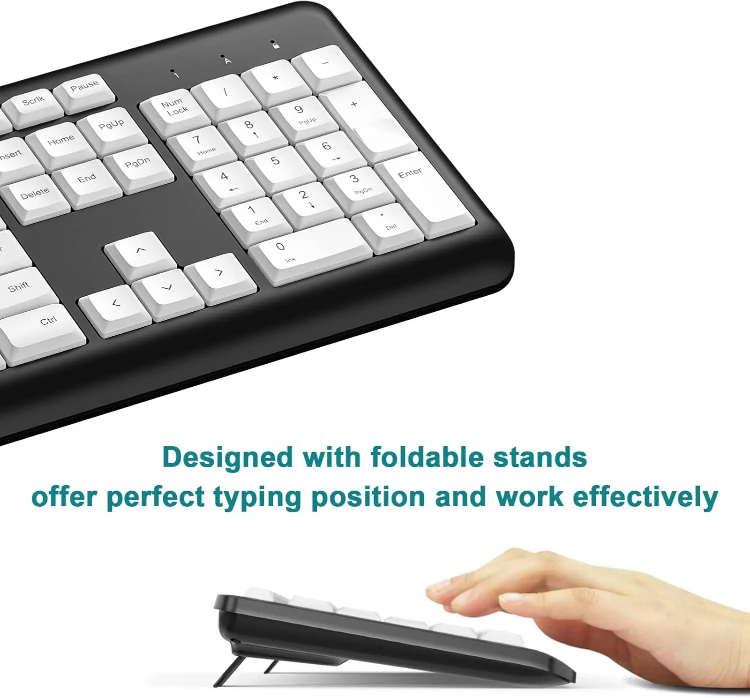 2.4G Wireless Keyboard and Mouse Combo Full Size Keyboard Adjustable 1600 DPI Scissor Switch Mouse Set for Mac/Laptop/PC/Tablet