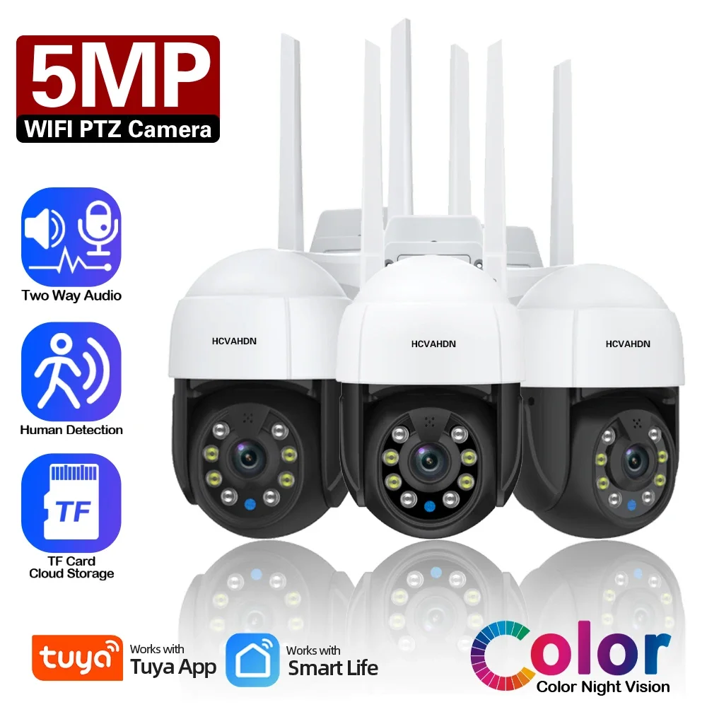 tuya smart life wifi conjunto camera de seguranca ip cctv ptz sistema de video vigilancia ao ar livre rua mini 2k 5mp 01