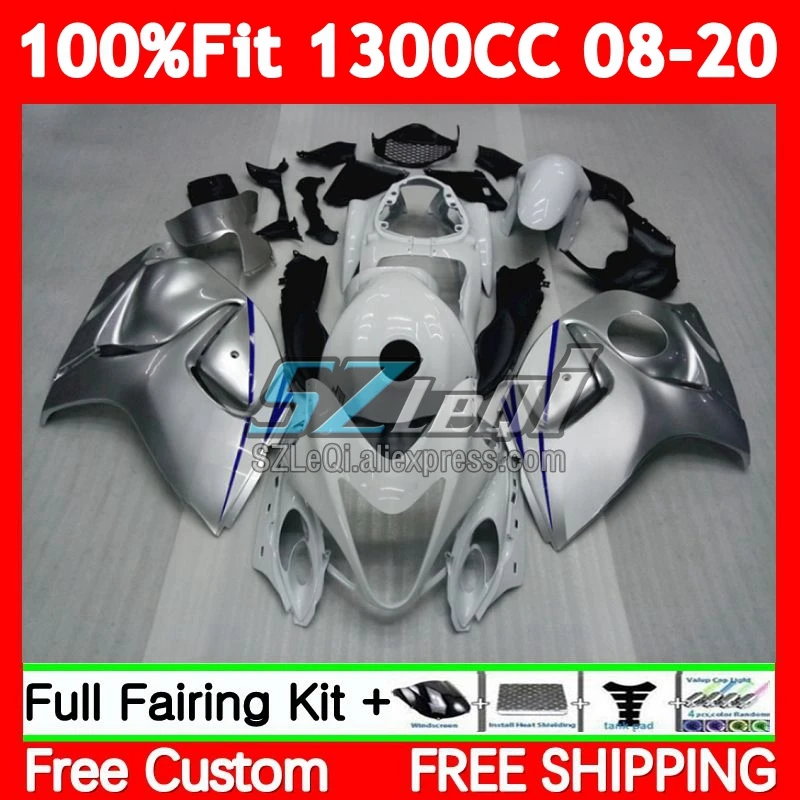 Hayabusa For SUZUKI GSXR 1300 CC 89No.92 Silver white GSXR1300 2008 2009 2010 2011 2012 2013 14 2015 2016 2017 2018 2019 Fairing