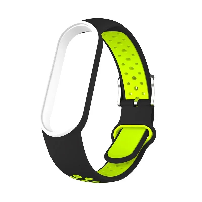 Fascia in silicone per Xiaomi Mi Band 5 6 7 Bracciale in silicone bicolore Cinturino sportivo traspirante per Miband 5 6 7 Cinturino di ricambio