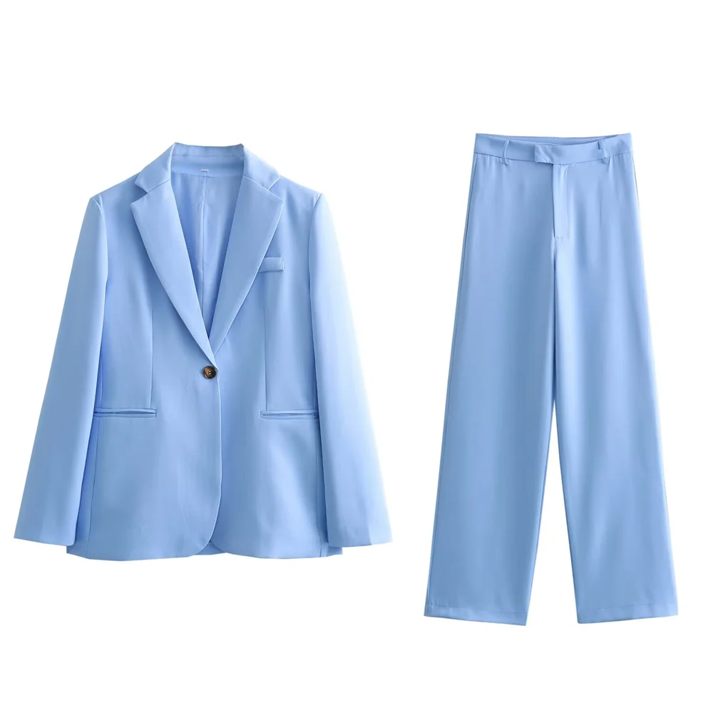 2024ZAR * Spring New Product Women's Casual Single Button Suit Coat Straight Leg Pants Suit Set