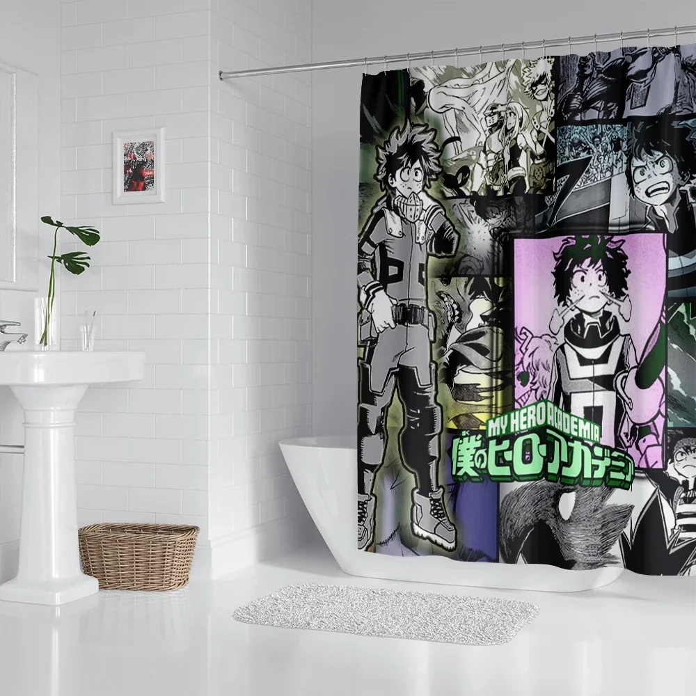 Anime Bathroom Shower Curtain With Hooks, Decorative Bathroom Curtains And Accessories Anime Curtain Decor