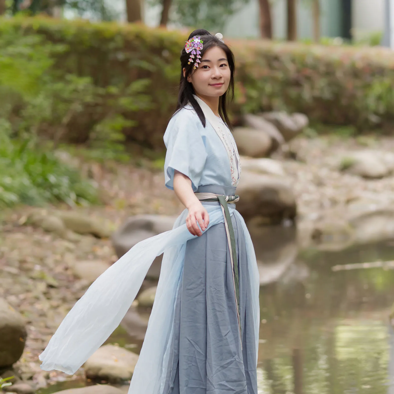 

Stylish Cloth Flower Rabbit Hair Clip with Tassel Firm Hold Hairpin for Women Vintage Japanese Inspired Hair Accessories