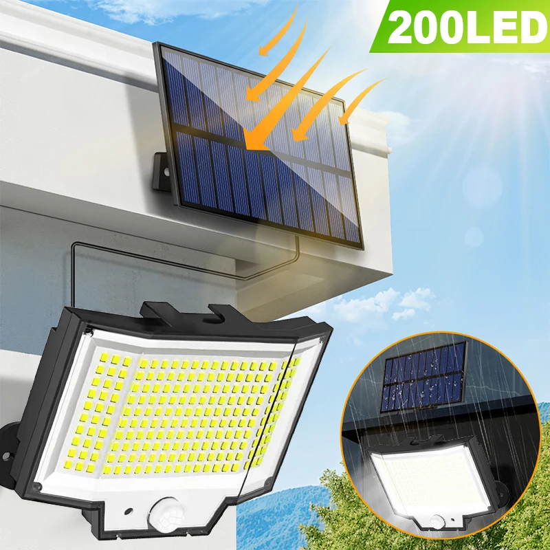 

Solar Lights Outdoor with Motion Sensor, 200LED Solar Flood Lights, Dusk to Dawn Solar Powered Security Spot Lights for Porch