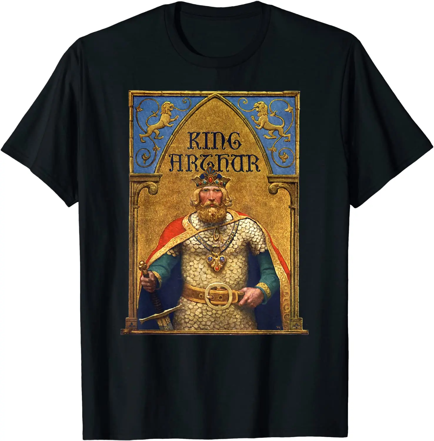 Vintage King Arthur Tshirt Sir Lancelot Excalibur Sword T Shirt. High Quality Cotton, Breathable Top, Loose Casual T-shirt S-3XL