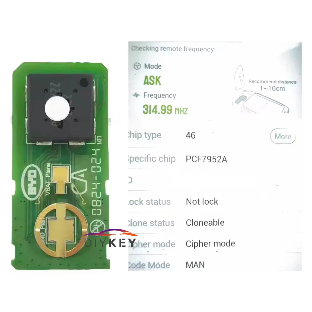 

KEYECU OEM For BYD M6 S6 F3 L3 G3 F0 G3R E6 E6B E6A Car Key 315MHz Original Smart 3 Buttons Remote Control ID46 Chip