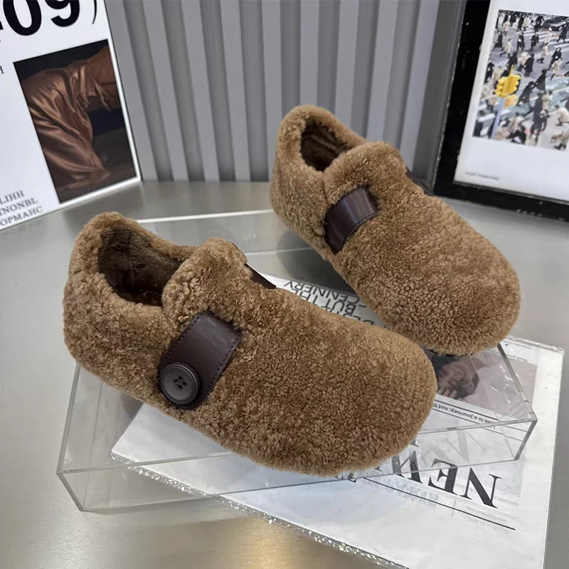 Winter Women Fur Shoes Flats Sneaker Warm Short Plush Sport Shoes 2025 Trend Running Walking Comfort Shoes Snow Boots Zapatos