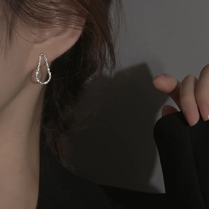 Luxury Sparkling 925 Sterling Silver Teardrop-shaped Starry Sky Stud Earrings for Women Dinner Party Jewelry Girlfriend's Gifts