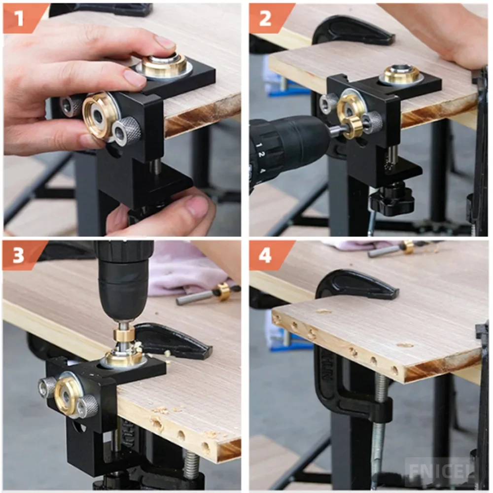 Woodworking 3 In 1 Doweling Jig Kit -Adjustable Wood Dowel Punch Locator Aluminum Pocket Hole Jig, Cabinet Hole Drill Guide Tool