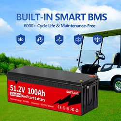 Batteria al litio LiTime 51.2V 100Ah LiFePO4 200A BMS nata per carrello da golf 5Kw Capacità di accumulo di energia marina