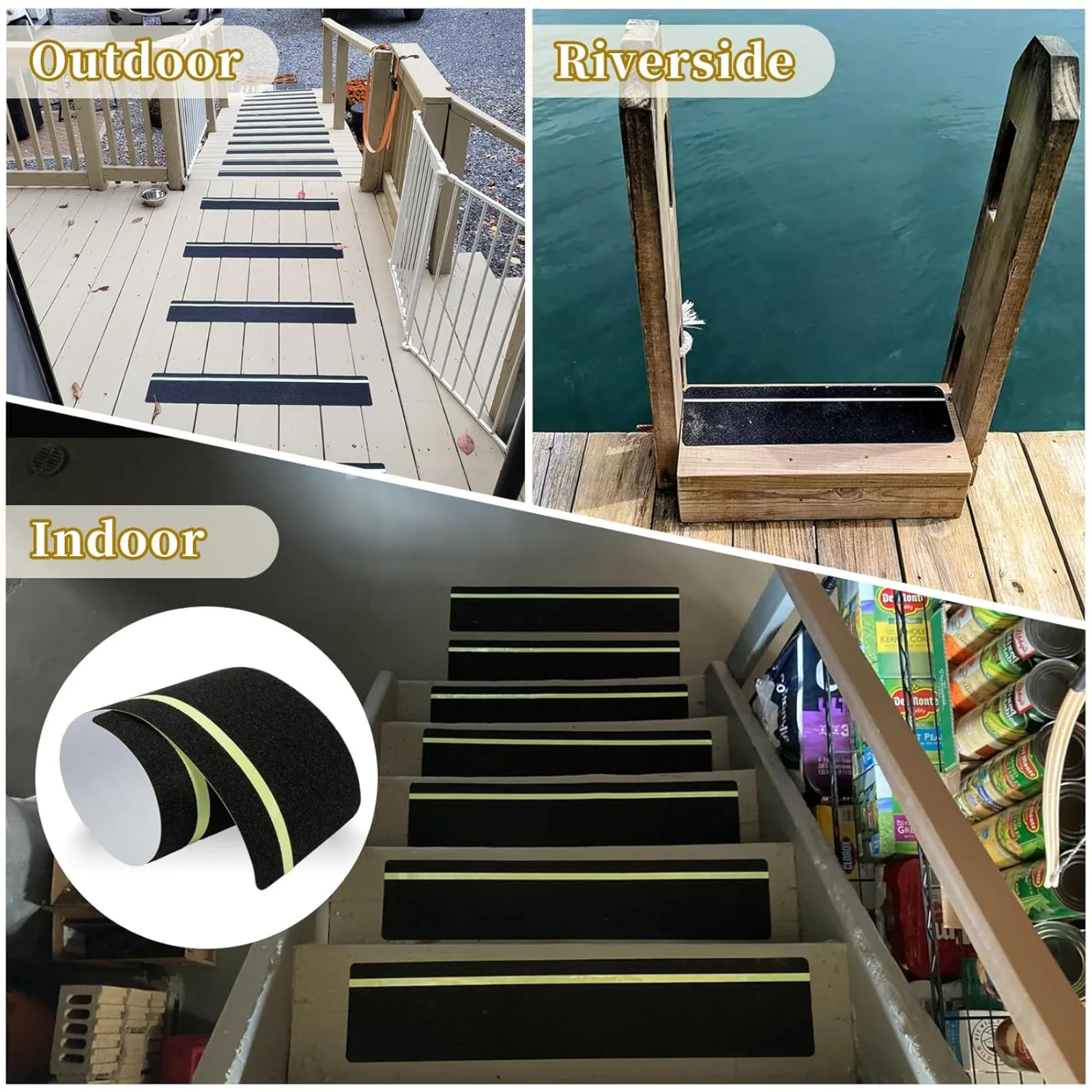 4/8pcs luminous anti-slip tape, high-friction strip, waterproof and anti-slip, suitable for outdoor steps and basement stairs